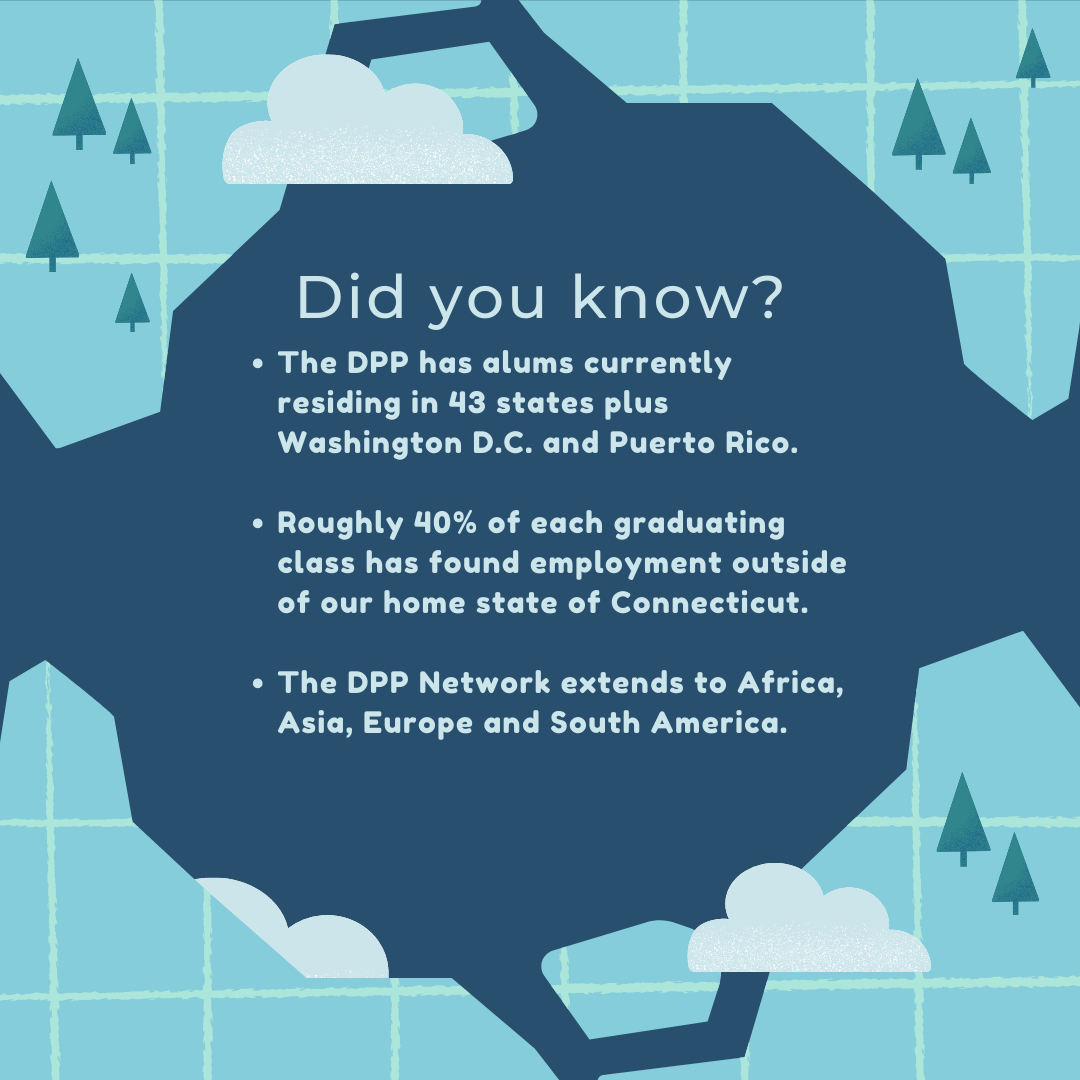 Did you know?  •	The DPP has alums residing in 43 states plus Washington D.C. and Puerto Rico. •	Roughly 40% of each graduating class has found employment outside of our home state of Connecticut. •	The DPP Network extends to Africa, Asia, Europe and South America.   On our #WhereInTheWorldIsDPP travels we encountered a bit of car trouble... This week we are taking a pit stop and sharing some #UConnDPP fun facts. We’ll be on the road again soon!