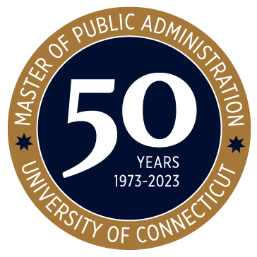 University of Connecticut Master of Public Administration 50 Years 1973-2023 logo