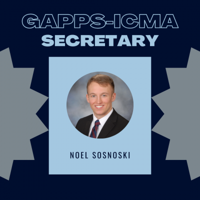 The words "GAPPS-ICMA Secretary Noel Sosnoski" with a photo of Noel.