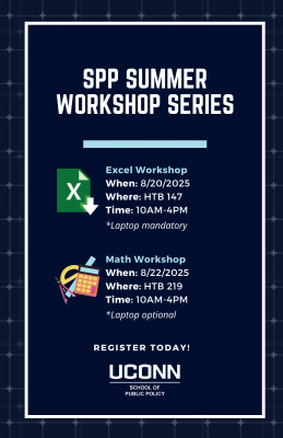 Summer Workshop series. Excel is August 20 and Math is August 22.