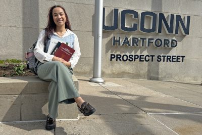 a woman holding books