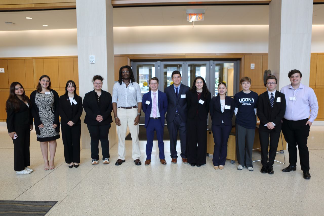 Photo of undergraduate students competing in UConn SPP Local Government Management case competition in June 2026.
