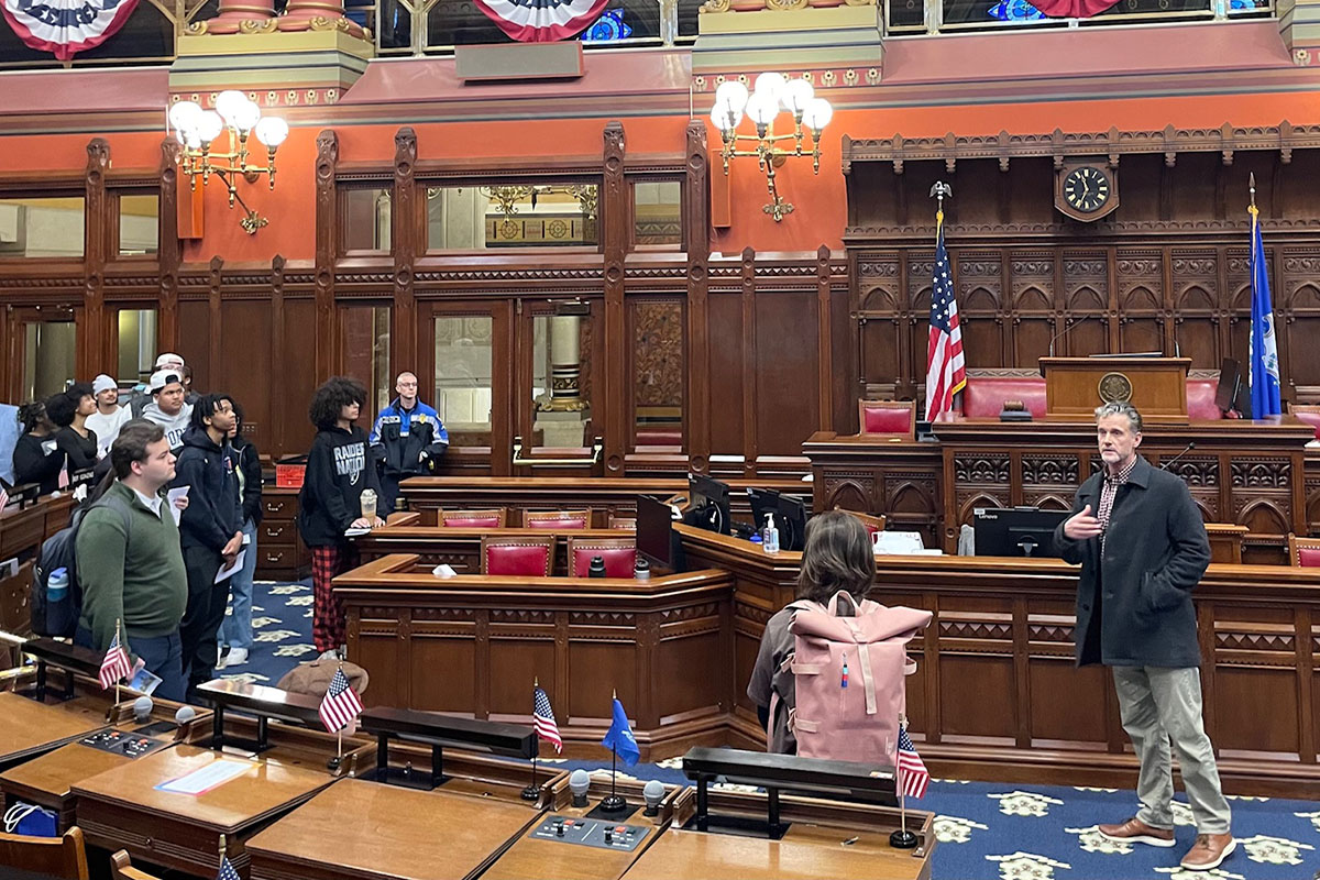 IMRP staff members lead a tour of the state capital building.